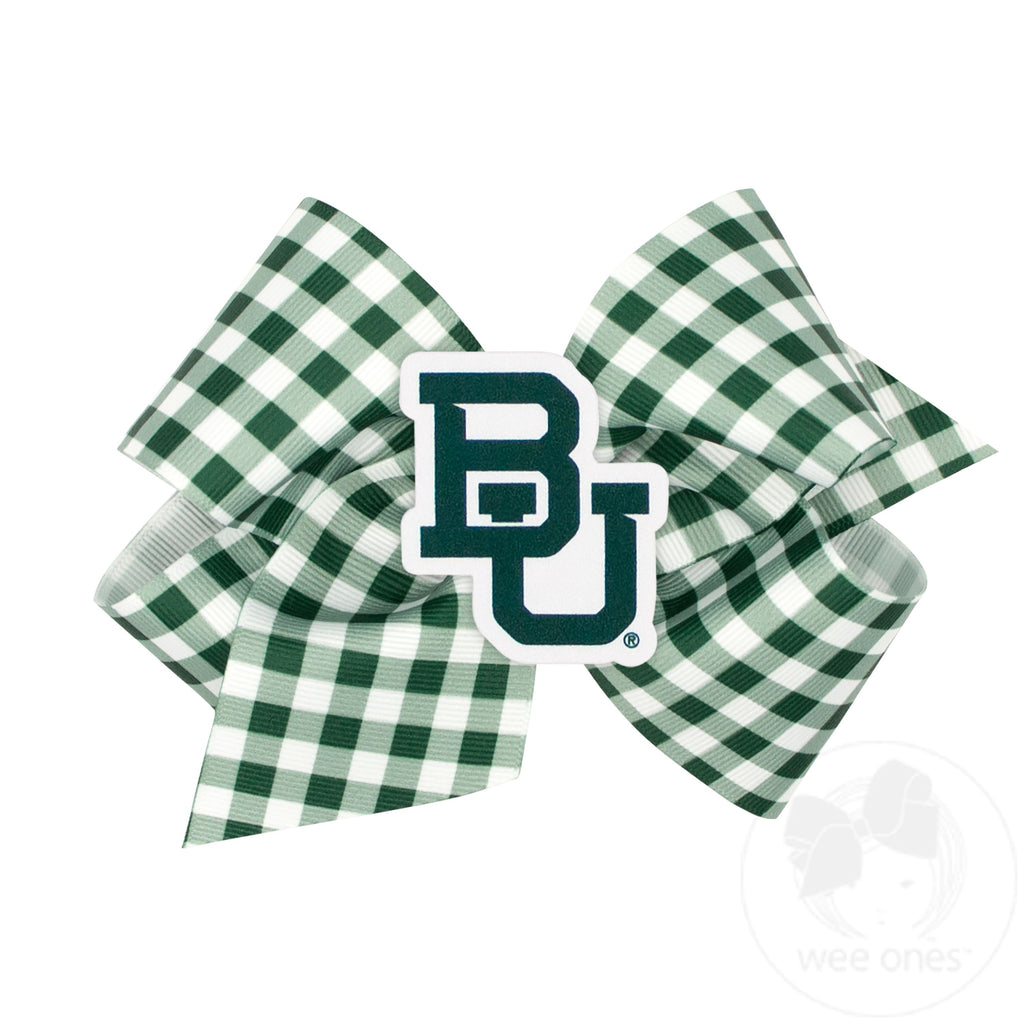 King Baylor Gingham Hair Bow with Logo Patch