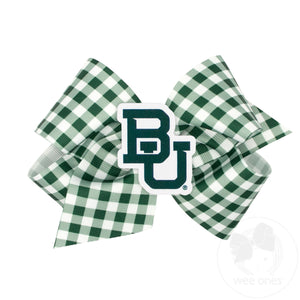 King Baylor Gingham Hair Bow with Logo Patch