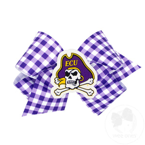 King East Carolina Gingham Hair Bow with Logo Patch