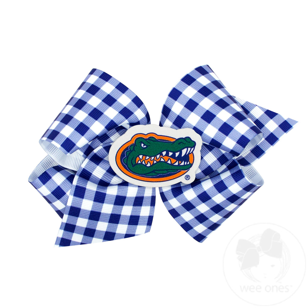 King Florida Gingham Hair Bow with Logo Patch
