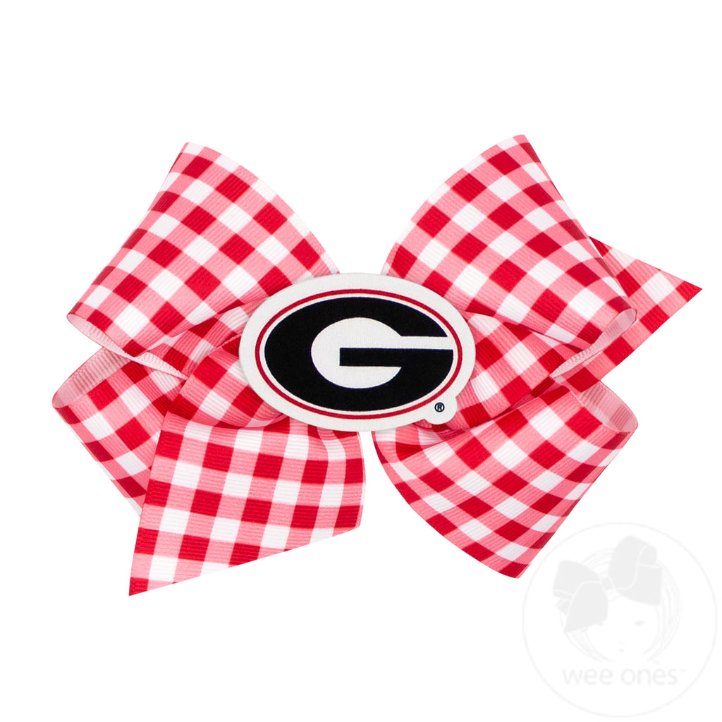 King Georgia Gingham Hair Bow with Logo Patch
