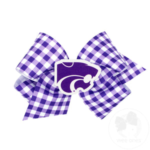 King Kansas State Gingham Hair Bow with Logo Patch