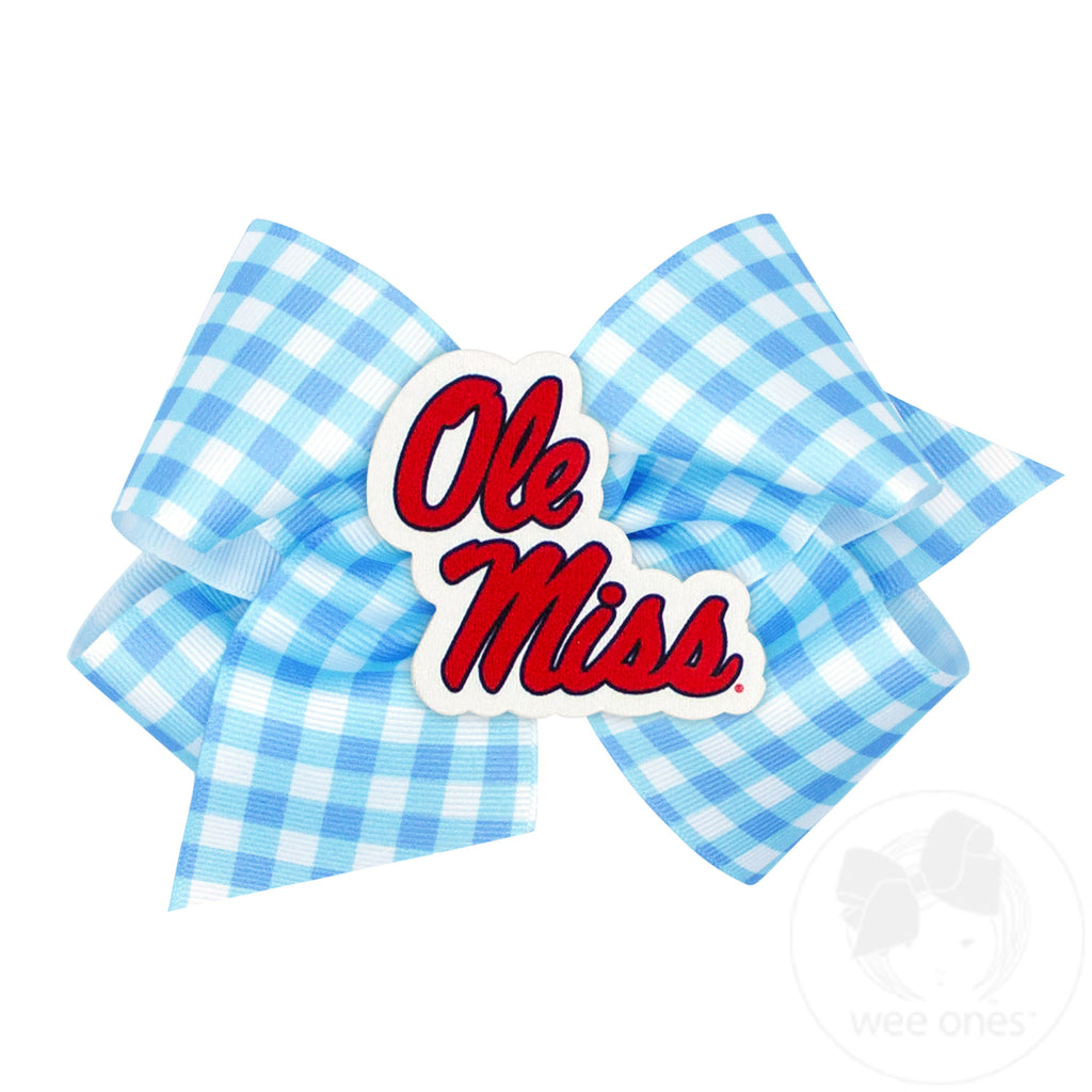 King Ole Miss Gingham Hair Bow with Logo Patch