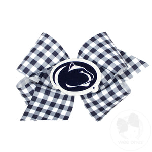 King Penn State Gingham Hair Bow with Logo Patch
