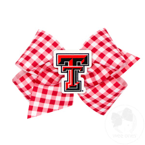 King Texas Tech Gingham Hair Bow with Logo Patch