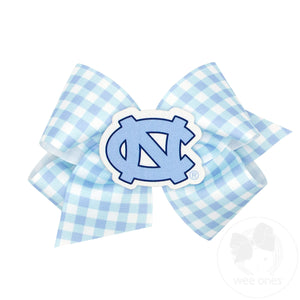 King North Carolina Gingham Hair Bow with Logo Patch