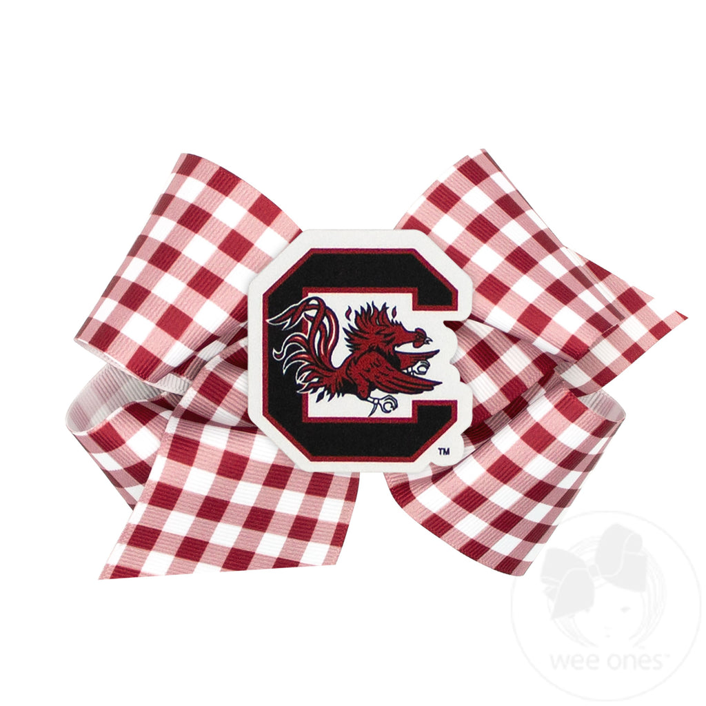King South Carolina Gingham Hair Bow with Logo Patch