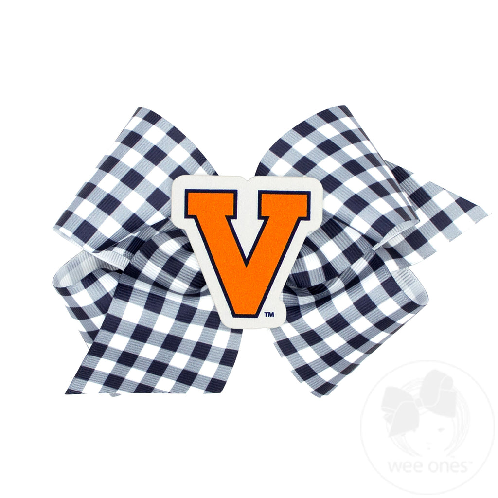King Virginia Gingham Hair Bow with Logo Patch
