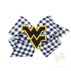 King West Virginia Gingham Hair Bow with Logo Patch