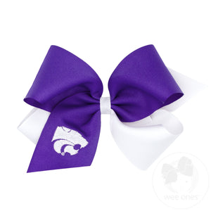 King Two-tone Grosgrain Hair Bow with Embroidered Collegiate Logo