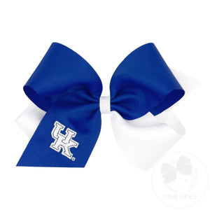 King Two-tone Grosgrain Hair Bow with Embroidered Collegiate Logo