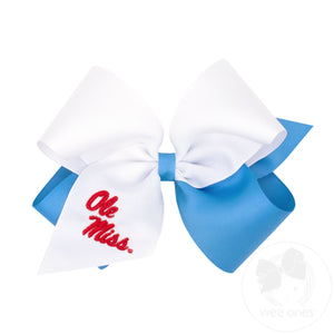 King Ole Miss Two-Tone Embroidered Hair Bow