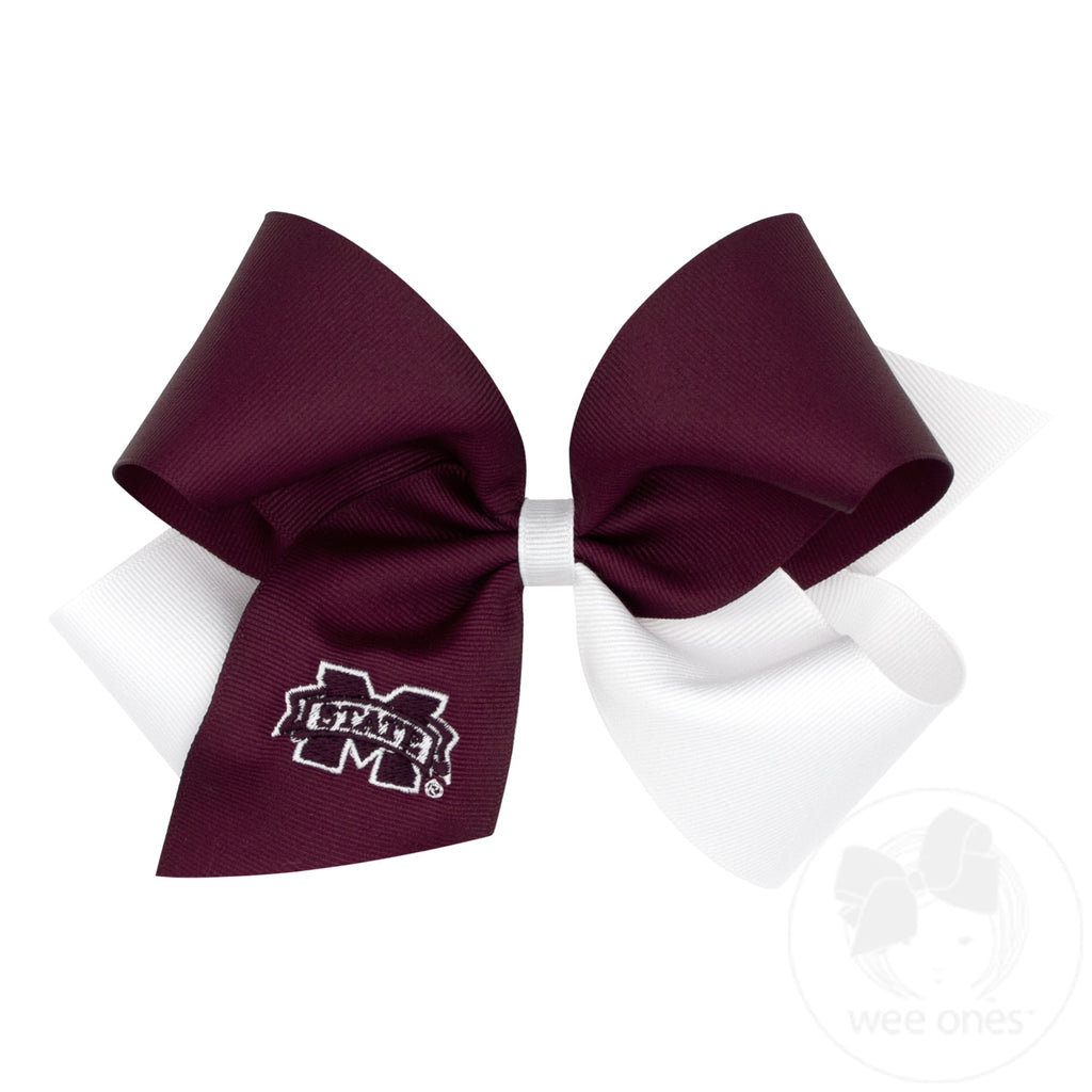 King Mississippi State Two-Tone Embroidered Hair Bow