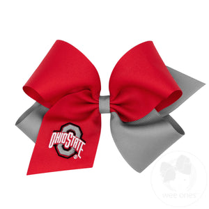 King Two-tone Grosgrain Hair Bow with Embroidered Collegiate Logo