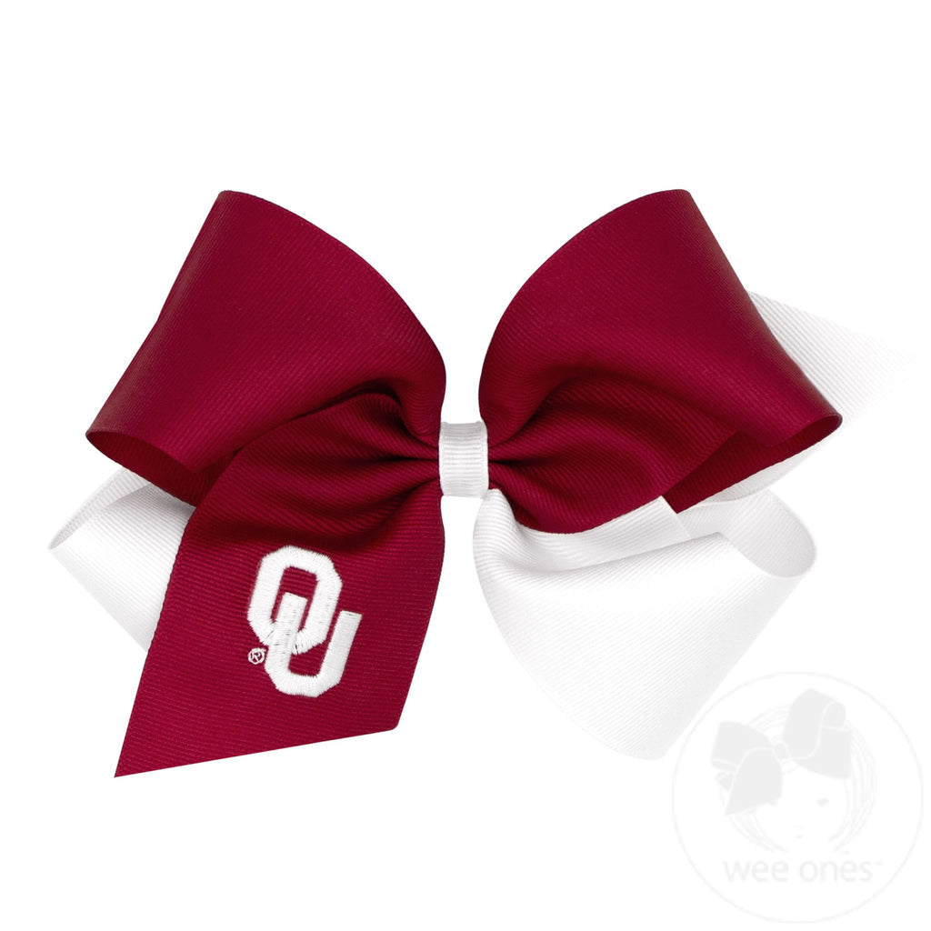 King Oklahoma Two-Tone Embroidered Hair Bow