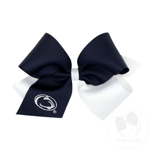 King Two-tone Grosgrain Hair Bow with Embroidered Collegiate Logo