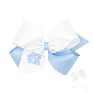 King Two-tone Grosgrain Hair Bow with Embroidered Collegiate Logo