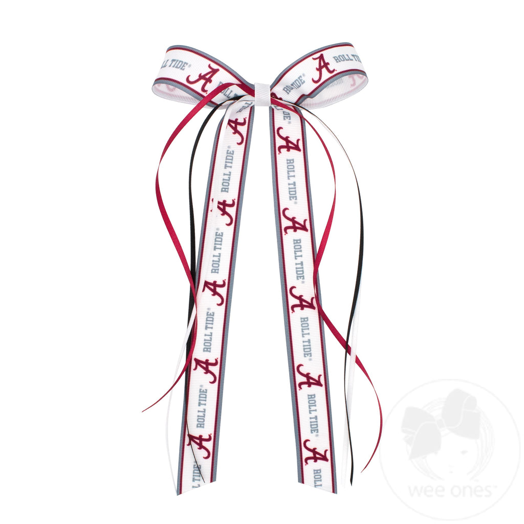 Pair of Collegiate Logo Ribbon Boot Bows with Streamers