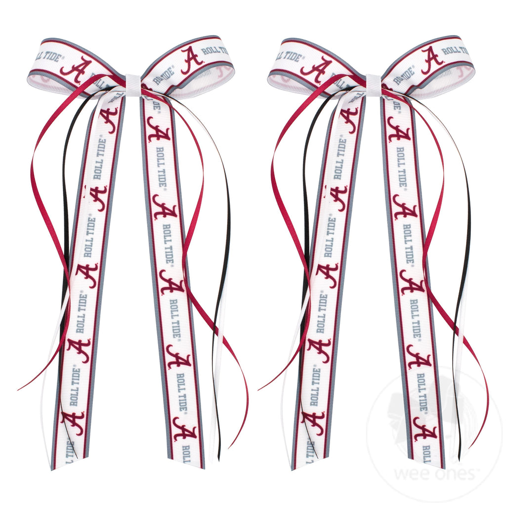 Pair of Collegiate Logo Ribbon Boot Bows with Streamers