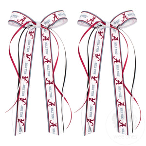 Pair of Collegiate Logo Ribbon Boot Bows with Streamers