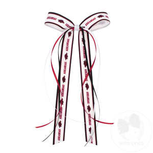 Pair of Arkansas Logo Ribbon Boot Bows with Streamers