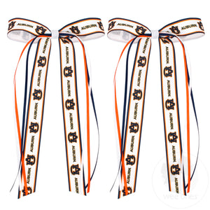Pair of Auburn Logo Ribbon Boot Bows with Streamers