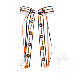 Pair of Auburn Logo Ribbon Boot Bows with Streamers
