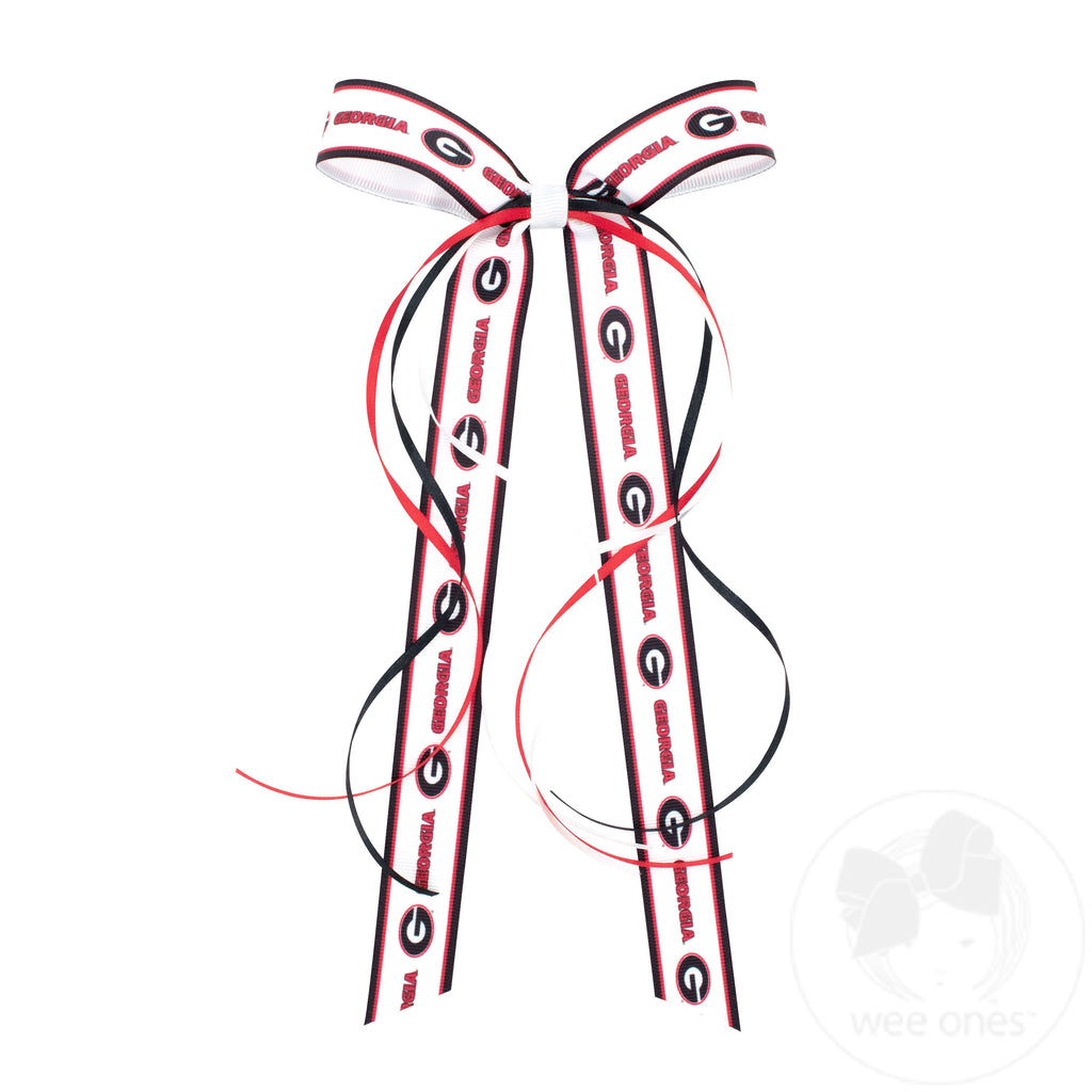 Pair of Georgia Logo Ribbon Boot Bows with Streamers