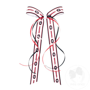 Pair of Georgia Logo Ribbon Boot Bows with Streamers
