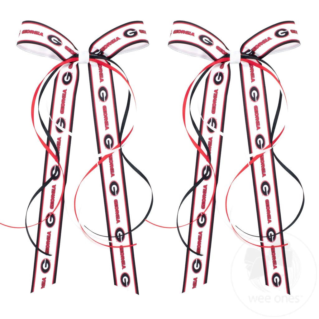 Pair of Georgia Logo Ribbon Boot Bows with Streamers