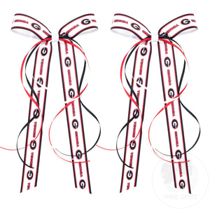 Pair of Georgia Logo Ribbon Boot Bows with Streamers