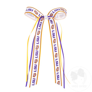 Pair of Louisiana State Logo Ribbon Boot Bows with Streamers