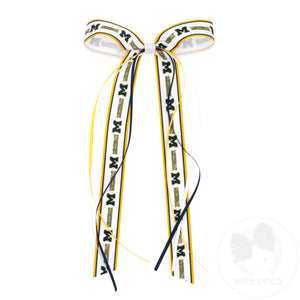 Pair of Michigan Logo Ribbon Boot Bows with Streamers