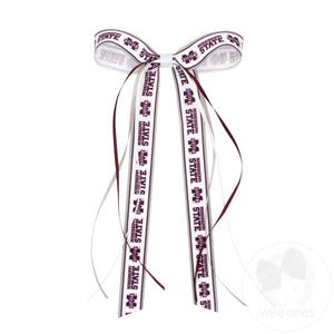 Pair of Mississippi State Logo Ribbon Boot Bows with Streamers