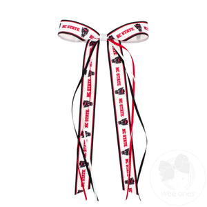 Pair of North Carolina State Logo Ribbon Boot Bows with Streamers