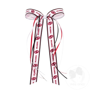 Pair of Oklahoma Logo Ribbon Boot Bows with Streamers