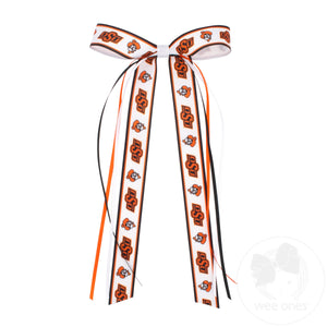 Pair of Oklahoma State Logo Ribbon Boot Bows with Streamers