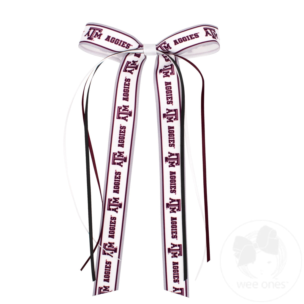 Pair of Texas A&M Logo Ribbon Boot Bows with Streamers