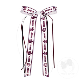 Pair of Texas A&M Logo Ribbon Boot Bows with Streamers