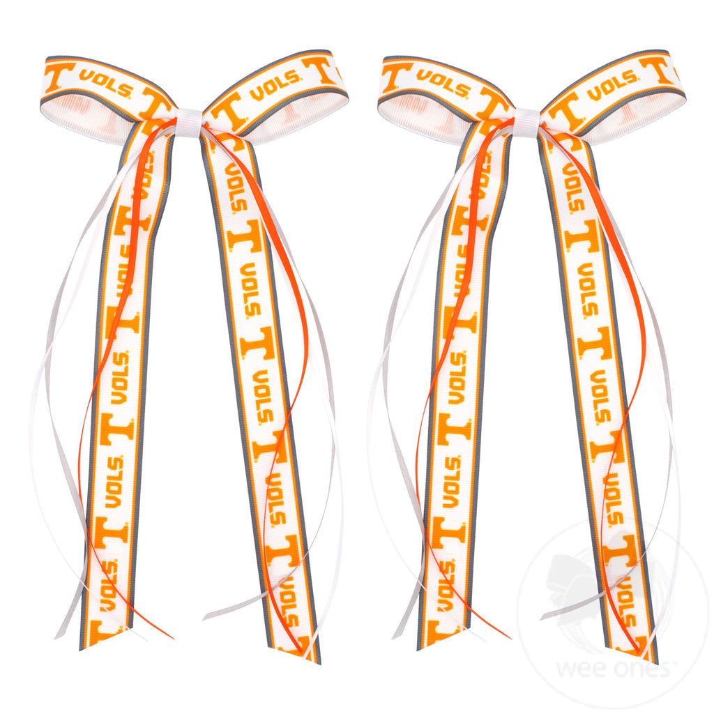 Pair of Tennessee Logo Ribbon Boot Bows with Streamers