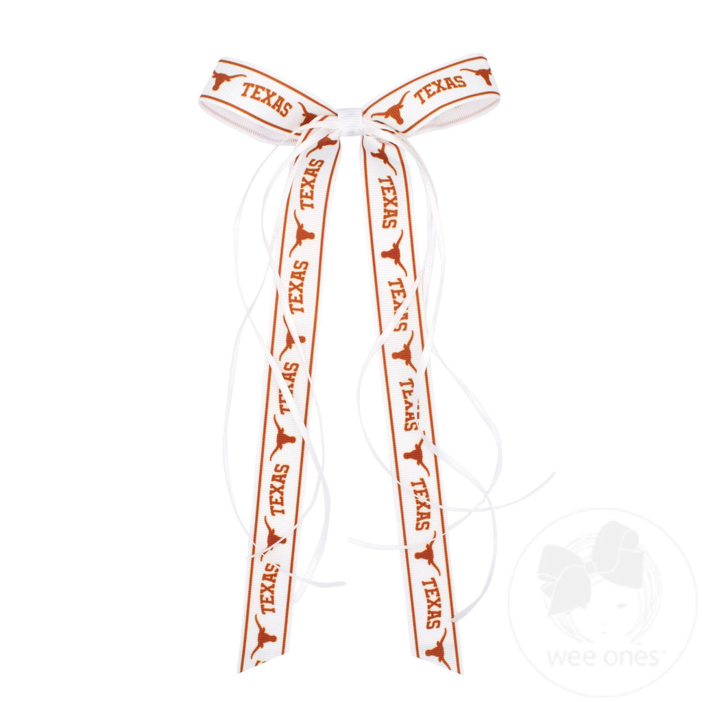 Pair of University of Texas Logo Ribbon Boot Bows with Streamers