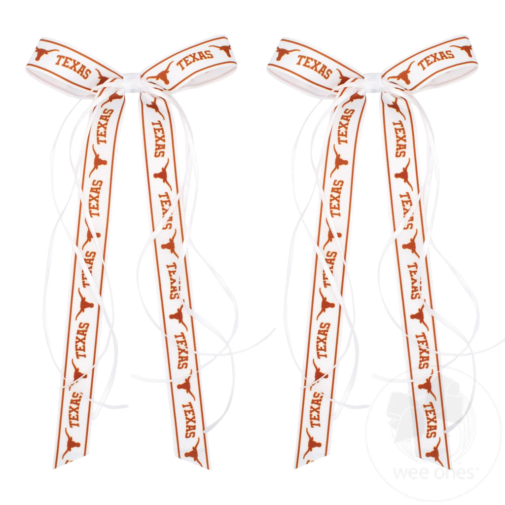 Pair of University of Texas Logo Ribbon Boot Bows with Streamers
