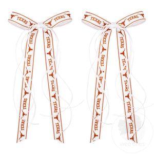 Pair of University of Texas Logo Ribbon Boot Bows with Streamers