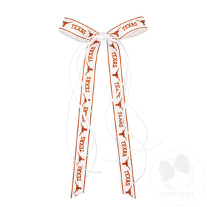 Pair of University of Texas Logo Ribbon Boot Bows with Streamers