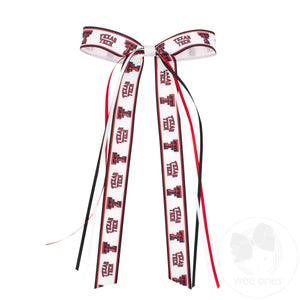 Pair of Texas Tech Logo Ribbon Boot Bows with Streamers