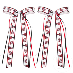 Pair of Texas Tech Logo Ribbon Boot Bows with Streamers