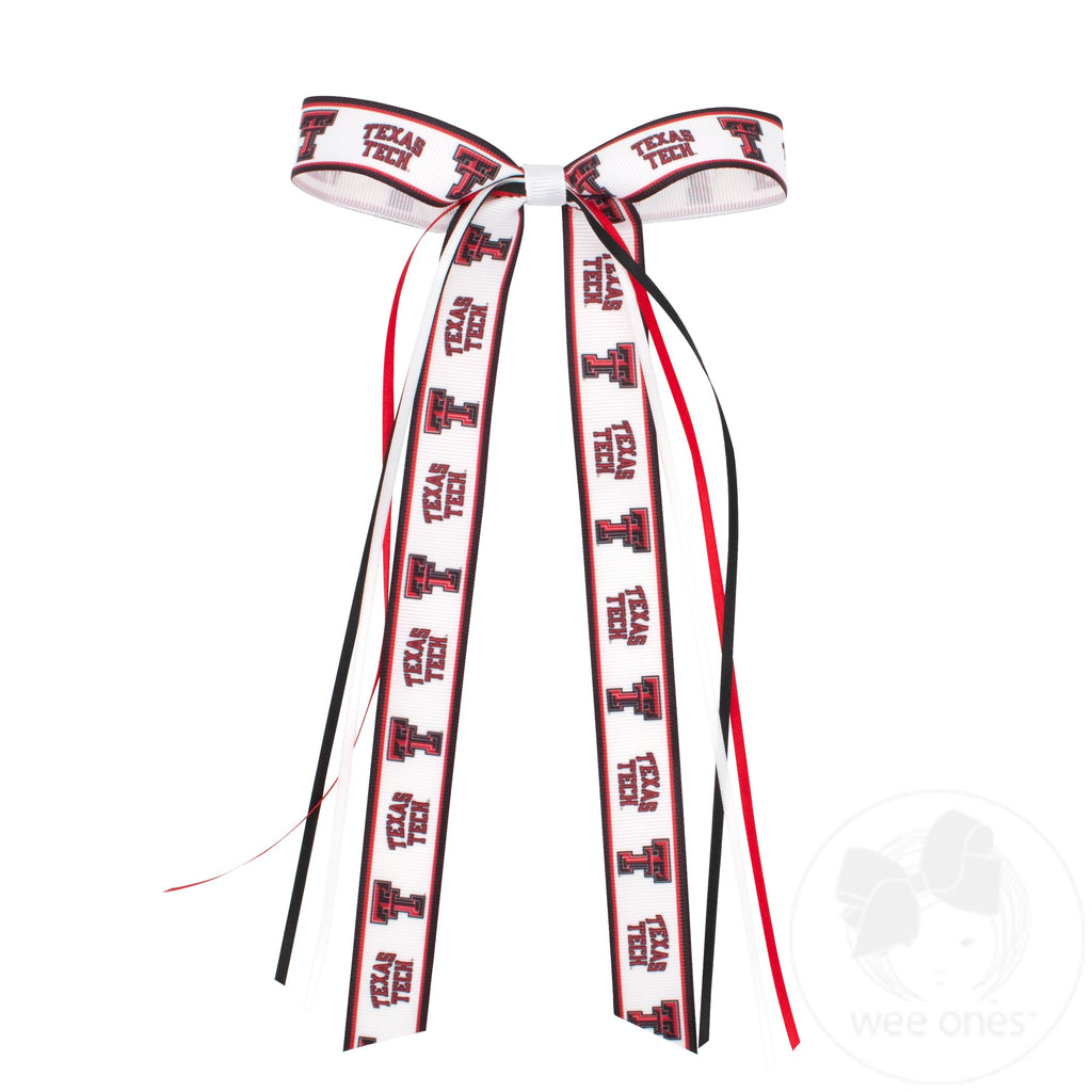 Pair of Texas Tech Logo Ribbon Boot Bows with Streamers
