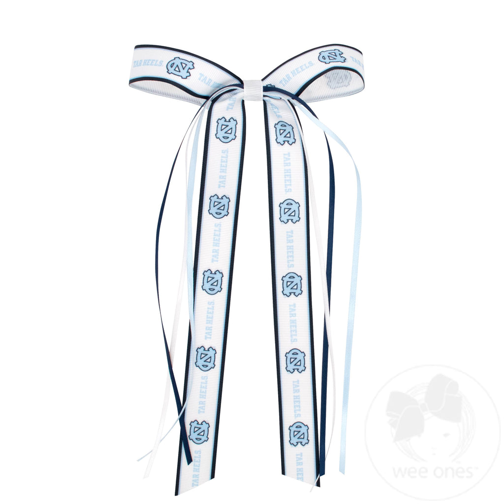 Pair of North Carolina Logo Ribbon Boot Bows with Streamers