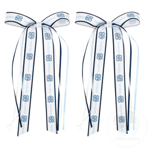 Pair of North Carolina Logo Ribbon Boot Bows with Streamers