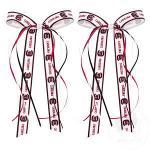 Pair of South Carolina Logo Ribbon Boot Bows with Streamers
